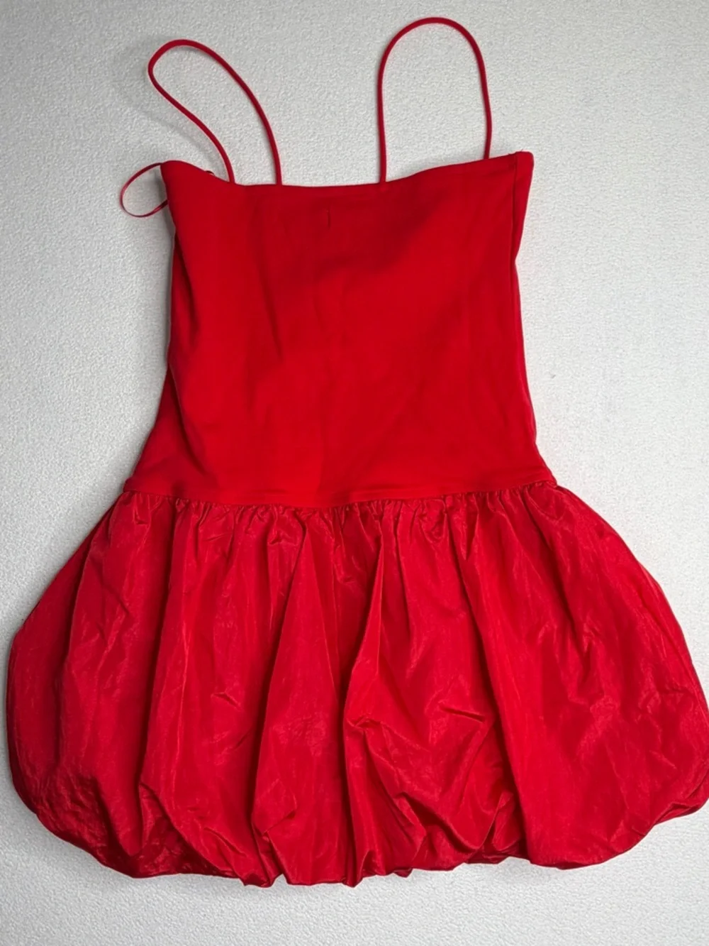 ✨NWT•Edikted Ribbed Bubble Skirt Mini Dress•Red - Picture 8 of 14